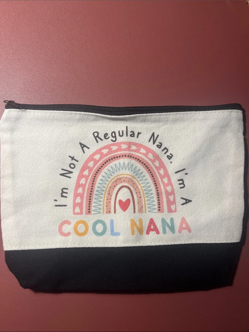 Cool Nana Rainbow Canvas Zipper Pouch NWOT